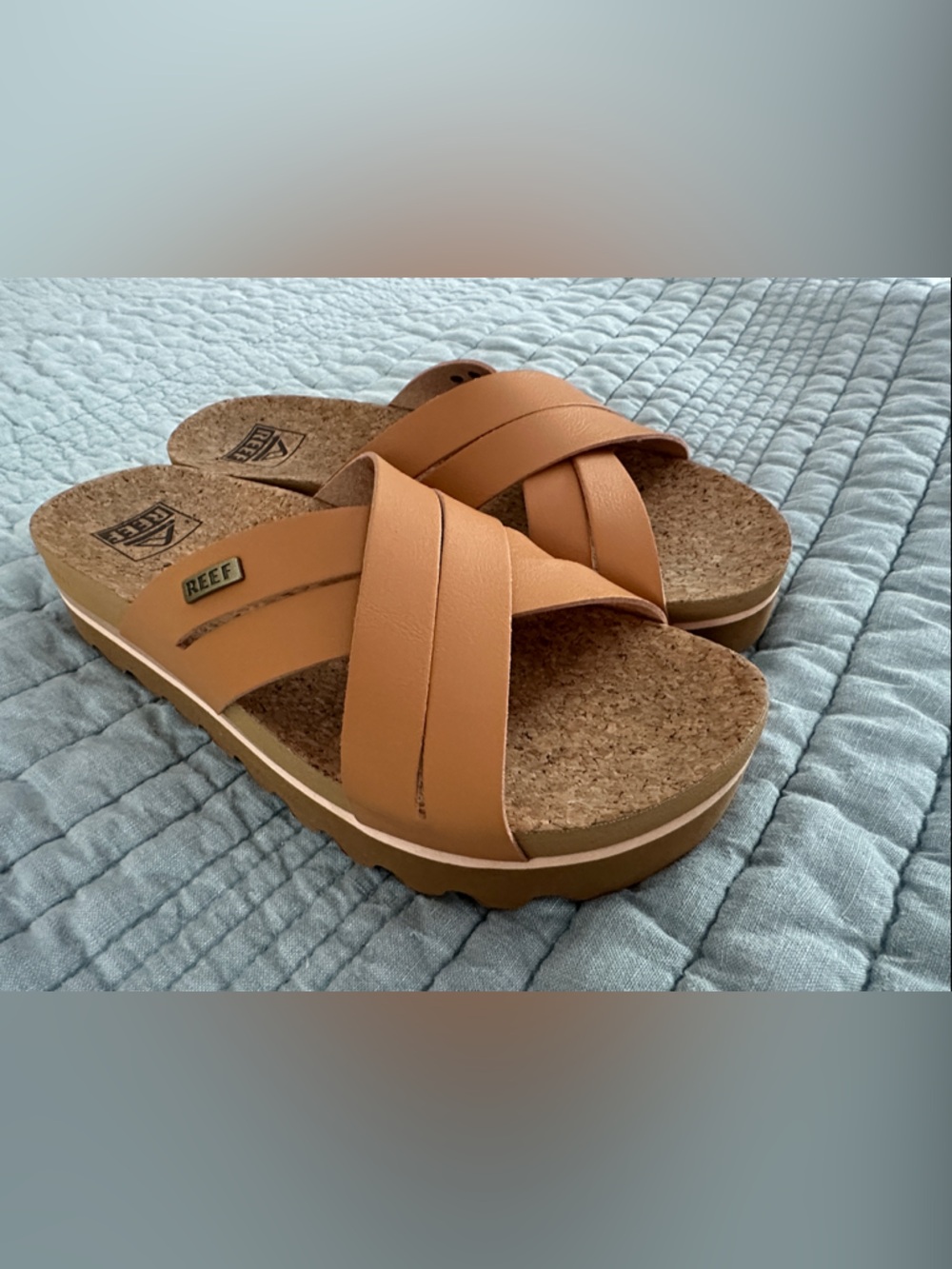 Reef Women's Kaia Criss Cross Slide Sandals Size 7 Natural